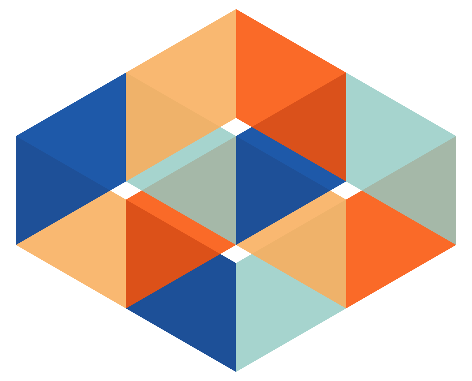favicon showing a geometric pattern of blue, red, and orange colours